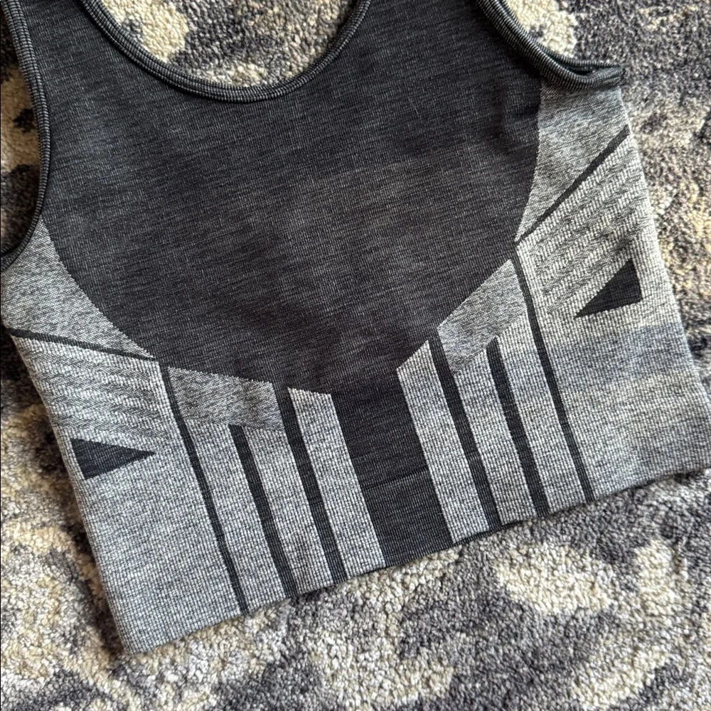 Alo Black and Gray Graphic Bra Tank Top